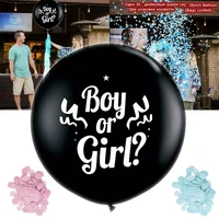 1set 36inch boy or girl balloon party black latex balloons blue or pink confetti gender reveal globos baby shower decorations