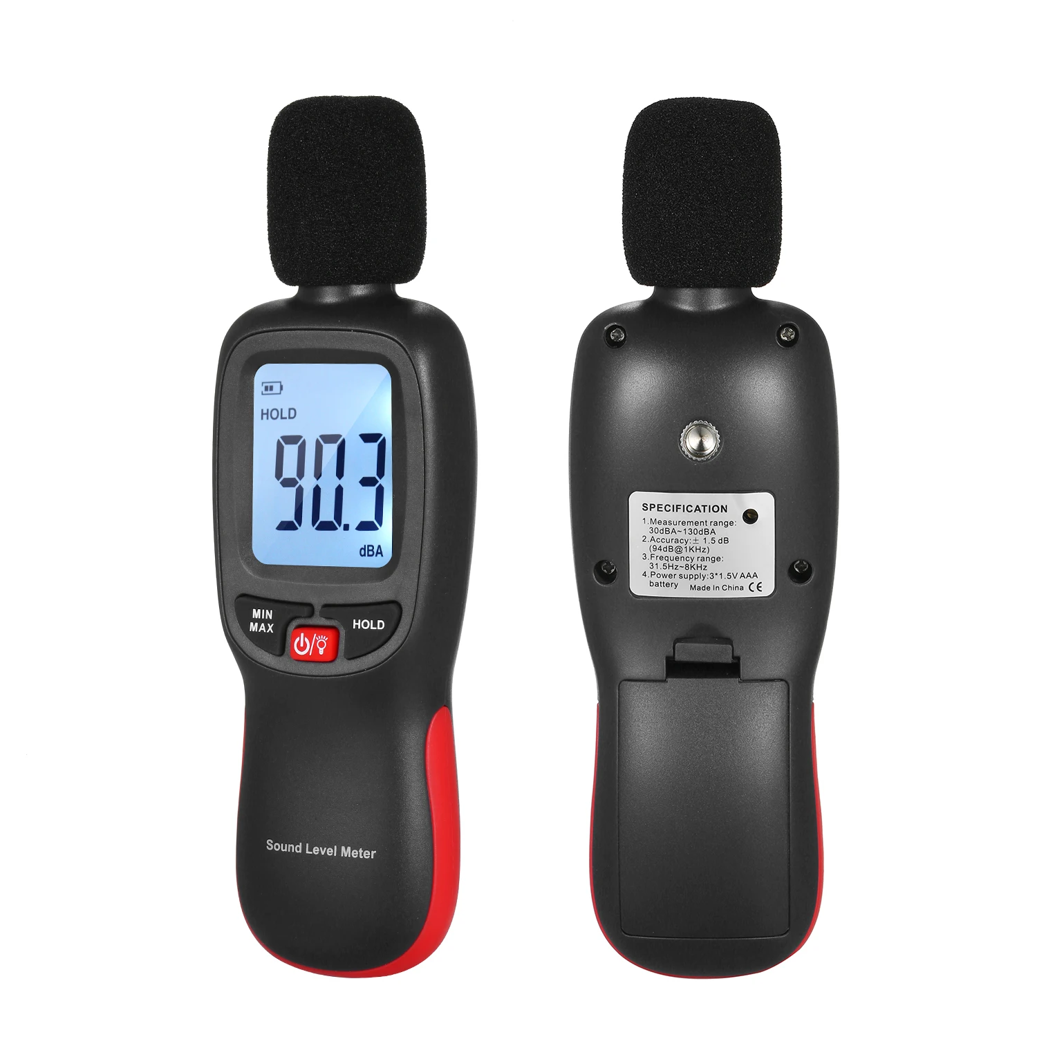 

Digital Noisemeter Sound Level Meter 30-130dB Noise Volume Measuring Instrument Decibel Monitoring Tester with Data Hold Mode