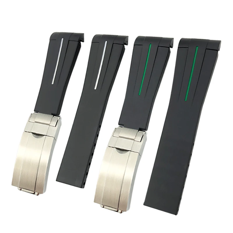

20mm High Quality Rubber Watch Strap Fit for Submariner Rolex Daytona GMT Seiko Hamilton Curved end Sport Watchband