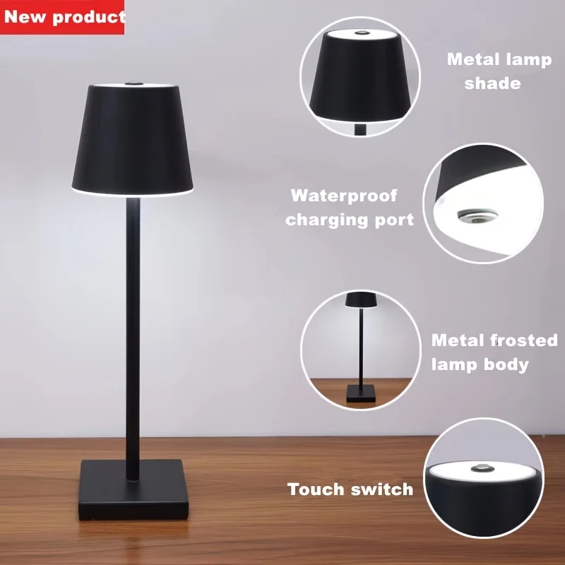 

Металлическая фотовспышка, 5000 мАч, перезаряжаемая настольная лампа типа C, сенсорное/плавное затемнение яркости, фонарь с питанием от батареи-Wa, 1 шт.