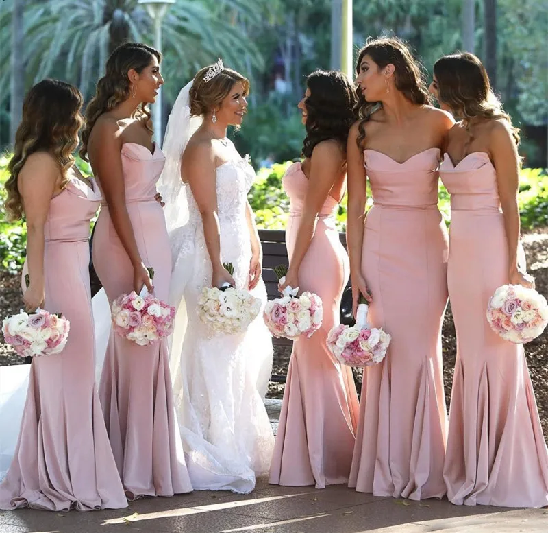 

Длинное атласное сексуальное платье с лямкой на шее, розовое платье русалки для подружки невесты, платье макси для свадебной вечеринки