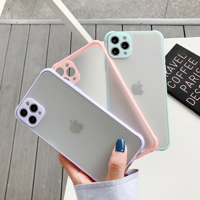 

Luxury Hybrid Hard PC Phone Case For iPhone 13 12 11 Pro XS Max X XR Matte Soft Silicone Clear Case On For SE 2020 7 8 6S 6 Plus