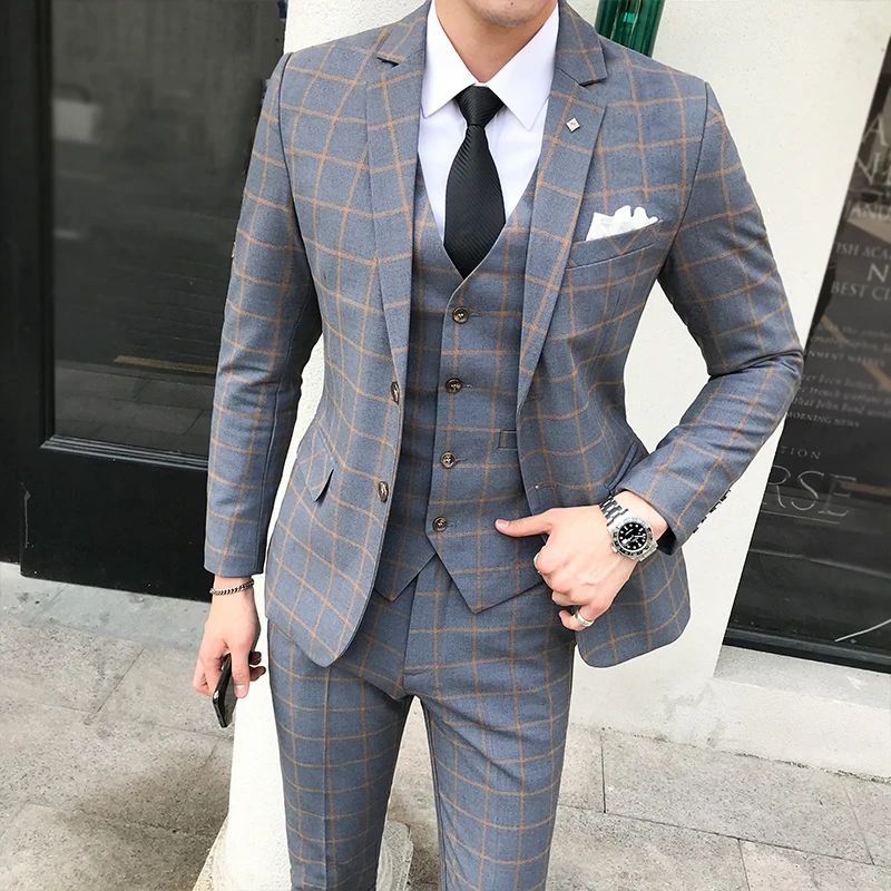 

Boutique (Blazer + Vest + Trousers) Italian Style Elegant and Fashionable Business Gentleman A Variety of Formal 3-piece Suits