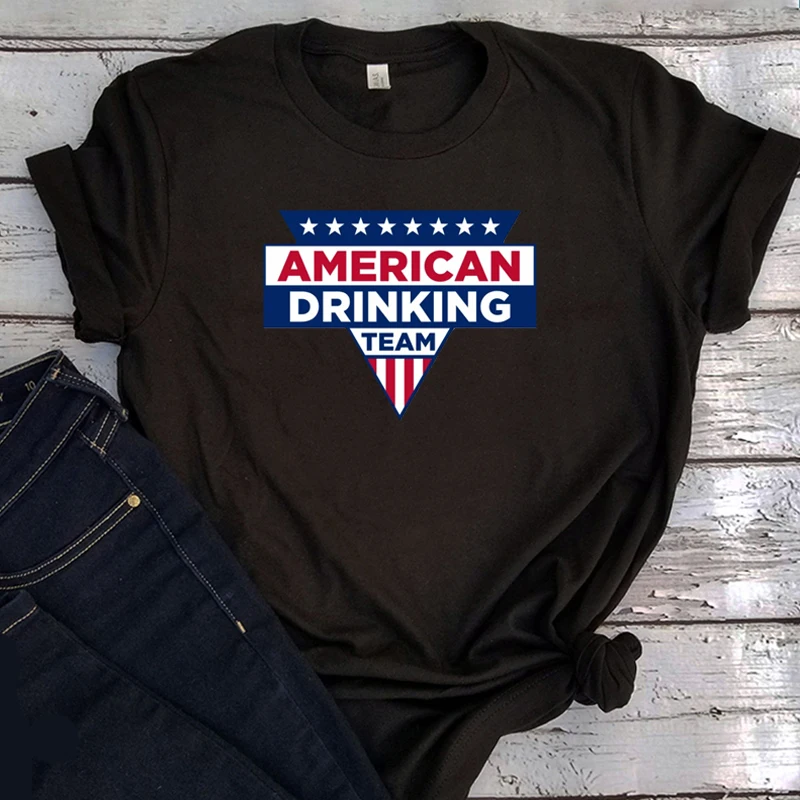 

American Drinking Tops Vintage Tshirt Women Aesthetic Streetwear 4th of July Graphic Tee 2022 Summer Mama Love Beer Clothes XL