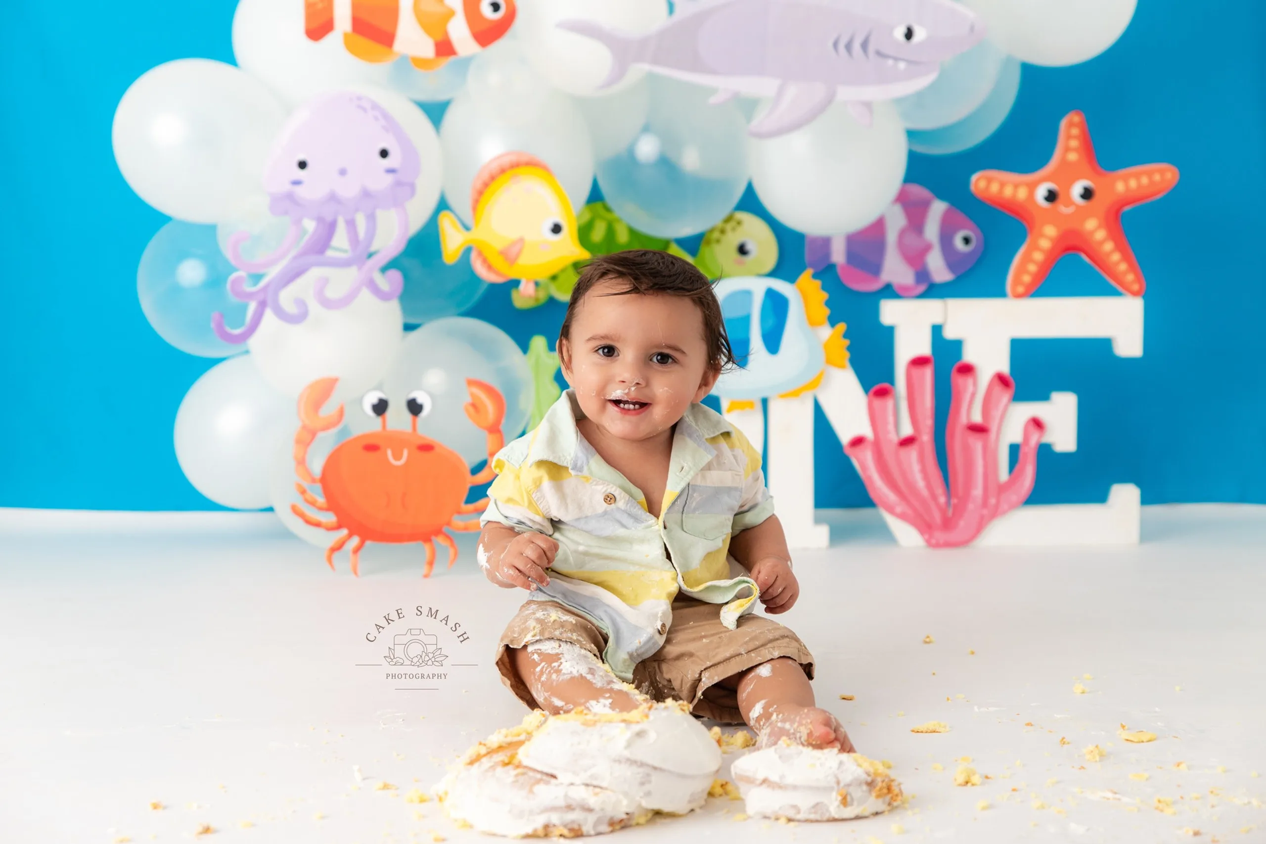 Фон для фотосъемки Oneder с изображением морского побережья детей и взрослых