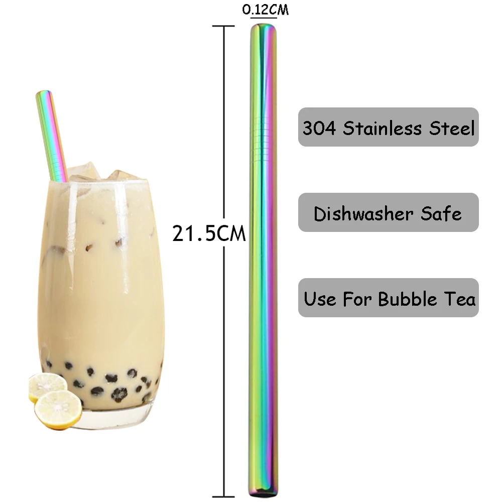Многоцветная многоразовая соломинка для напитков 304 из нержавеющей стали с