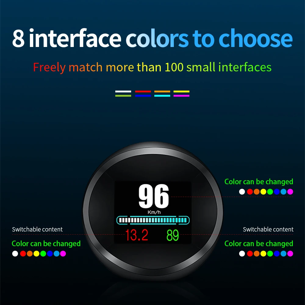 

P11 OBD2 GPS Auto HUD Head Up Display with Overspeed Alarm Car Speedometer Fuel Consumption On-Board LCD Water Temperature