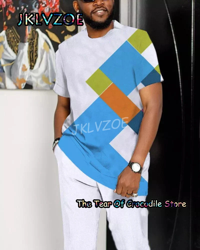 Men's Trousers T Shirt 2 Piece Sets Short Sleeve Tee+Long Pants Suit Men Tracksuit 3D Printed Oversized Summer Streetwear Clothe