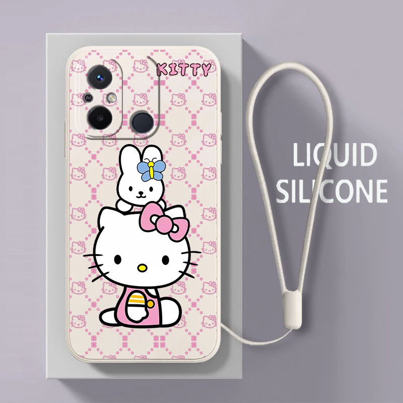 

Hellokitty Kawaii Cat For Xiaomi Redmi 12C 11 Prime A1 10 10X 9 9A 9T 9AT 8 8A 7 6 Pro 4G 5G Liquid Rope Phone Case Coque Capa