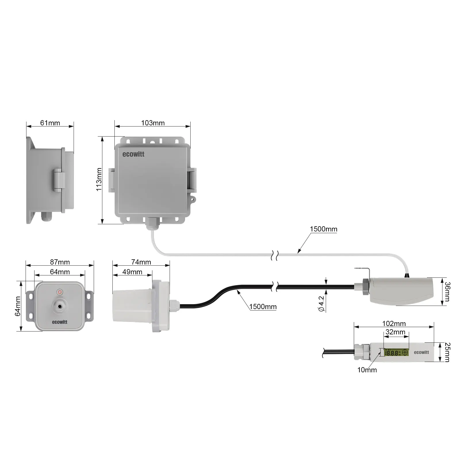 Лазерный датчик расстояния Ecowitt LDS01 лазерный дальномер для уровней резервуара