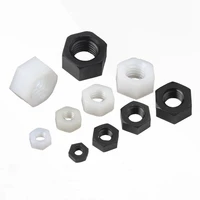 50pcs black white hex nylon nut metric thread plastic insulation hexagon nuts m2 m2 5 m3 m4 m5 m6 m8