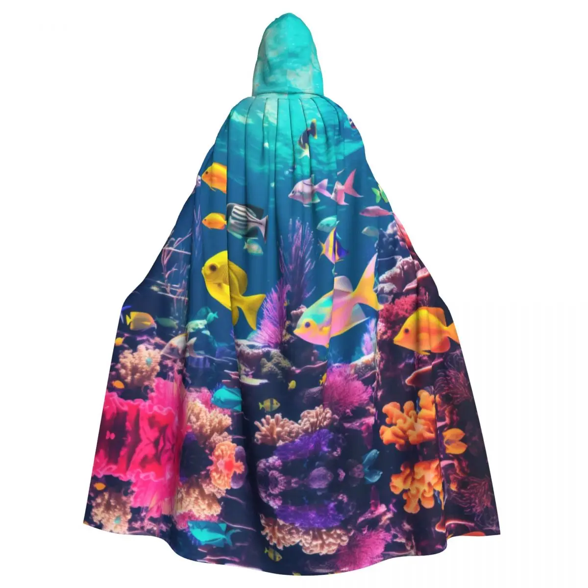 Плащ для взрослых на Хэллоуин с тропической рыбой подводный мир плащ капюшоном