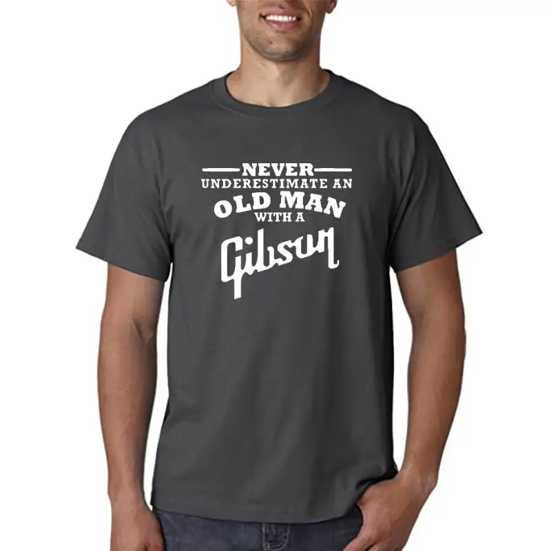 Гитара Gibson Never Underestimate an Old Man Мужская футболка Топ уличная одежда Модная хлопковая