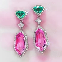 huitan multicolored cubic zirconia gorgeous women earrings for vintage party high quality silver color dangle earrings jewelry