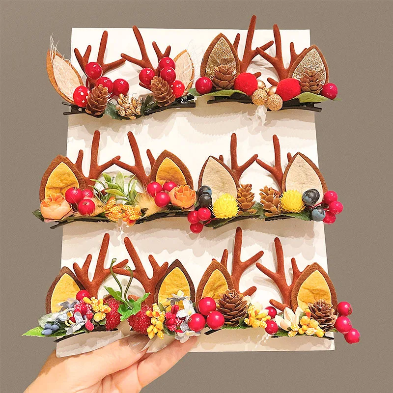 

Милые рождественские олени, серьги, Шпилька для волос «сделай сам», украшения для волос для девочек, подарки на Рождество