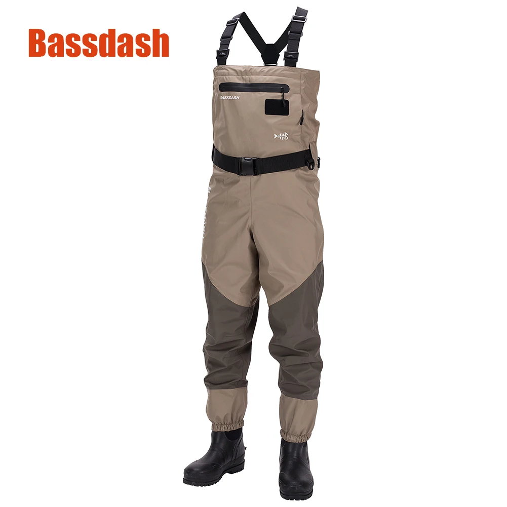 

Bassdash Men Breathable Lightweight Chest and Waist Convertible Fishing Waders for Hunting Boot Foot Waders Available