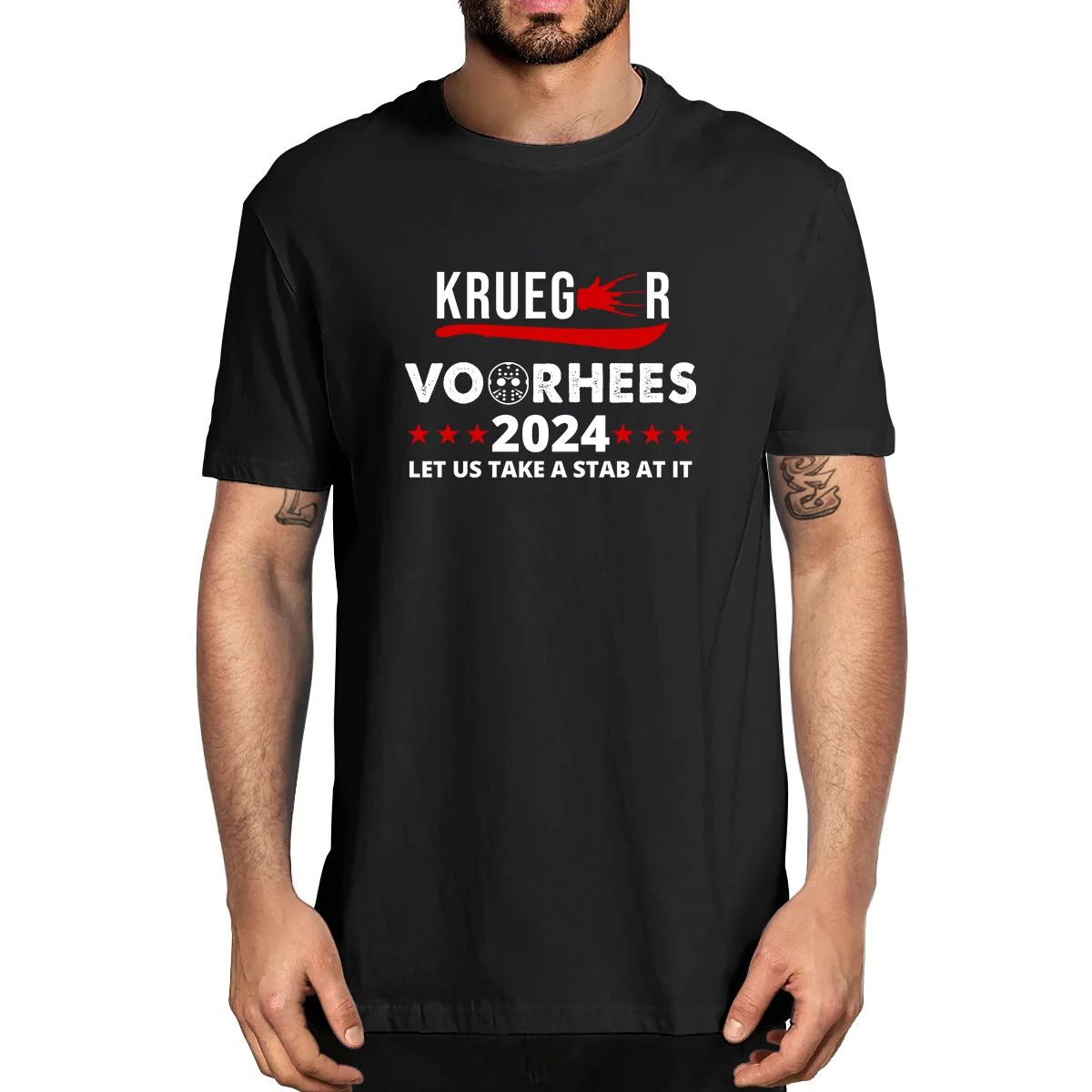 

Krueger Voorhees 2024 Let Us Take A Stab At It 100% Cotton Summer Men's Novelty Oversized T-Shirt Women Casual Streetwear Tee