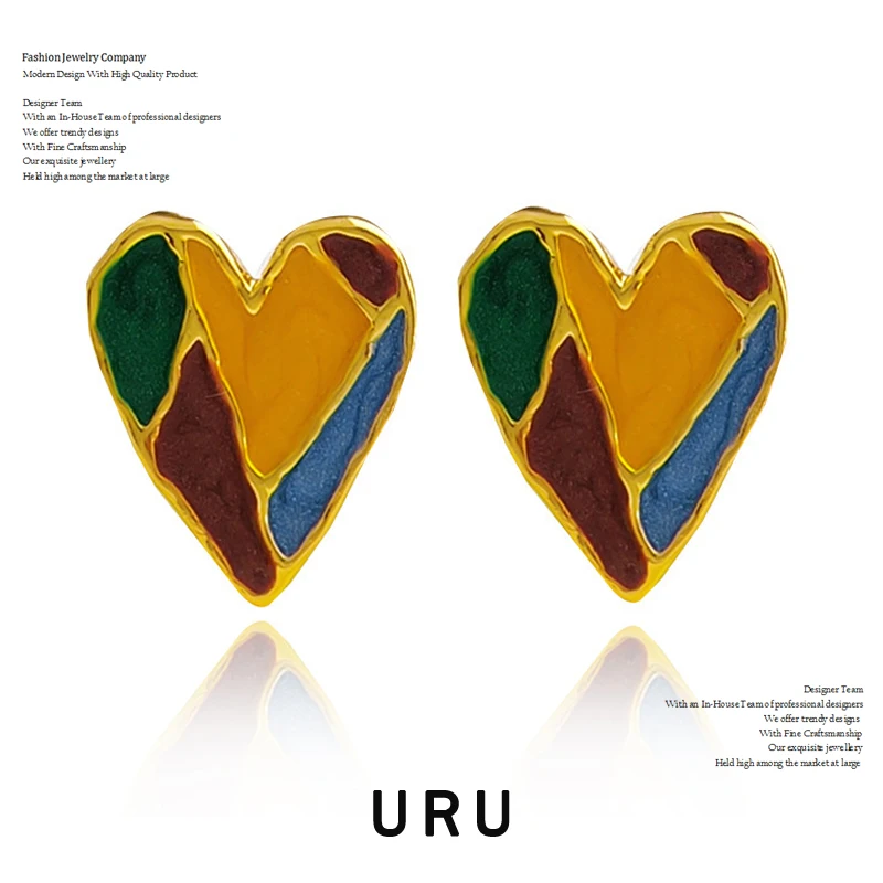 

925 Silver Needle Modern Jewelry Enamel Earrings 2022 New Trend Vintage Temperament Stud Earrings For Women Accessories