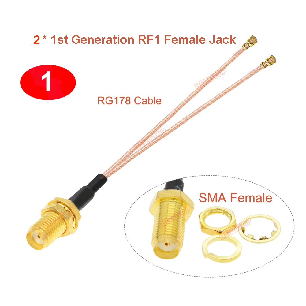 Фото Кабель-разветвитель SMA на IPX, 1 шт., RP-SMA/SMA Female на 2/3/4x RF1 1-го поколения Female Jack, удлинитель антенного кабеля RG178 (пигтейл) №3