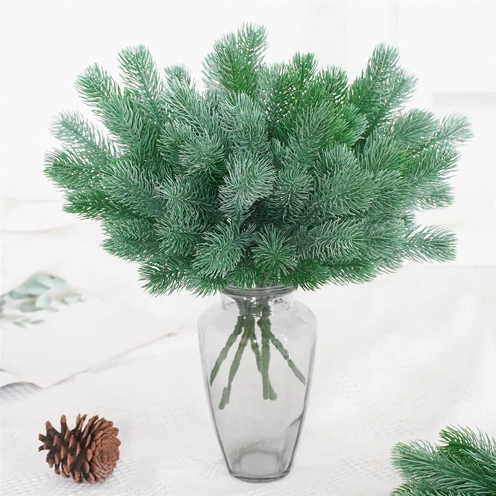 

New 36cm Artificial Pine Needle Branches Home Hotel Plant Leaf Decor Plastic Fake Plant For Christmas Tree Decor