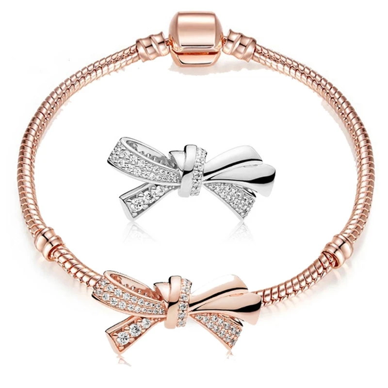 

Браслет-цепочка ручной работы с бантом и змеей