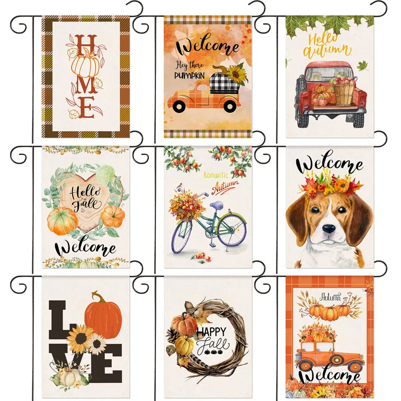 Hello Pumpkin Fall Garden Flag Dot Yard Banner Seasonal Autumn Harvest Holiday Farmhouse 30*45cm  Farmhouse fall decor