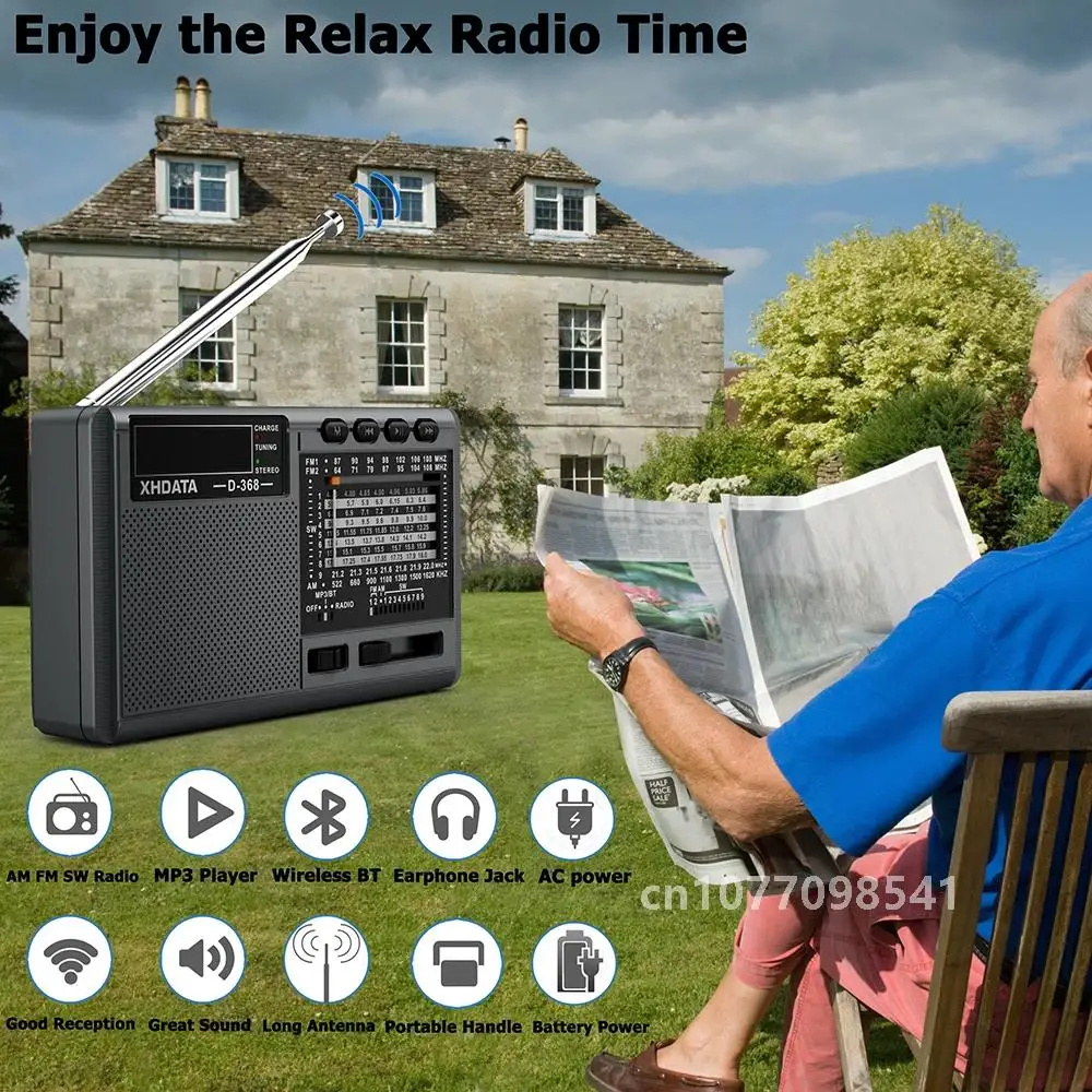 XHDATA D-368 FM-радио BT Портативный AM FM SW 12-диапазонный стерео радиоприемник