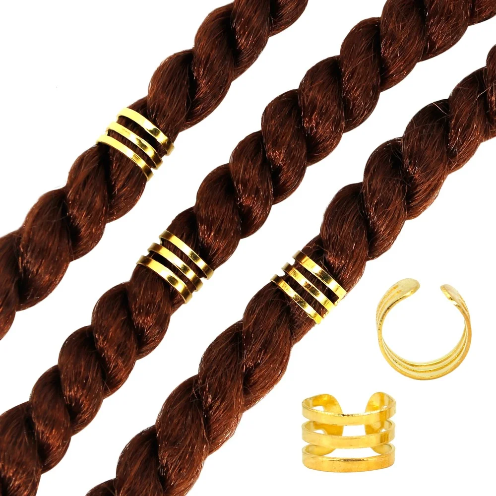 50pcs Gold/Silver Adjustable Hair Braids Dread Dreadlock Beads Cuffs Rings Hoop Circle Braids Hair Tools Accessories