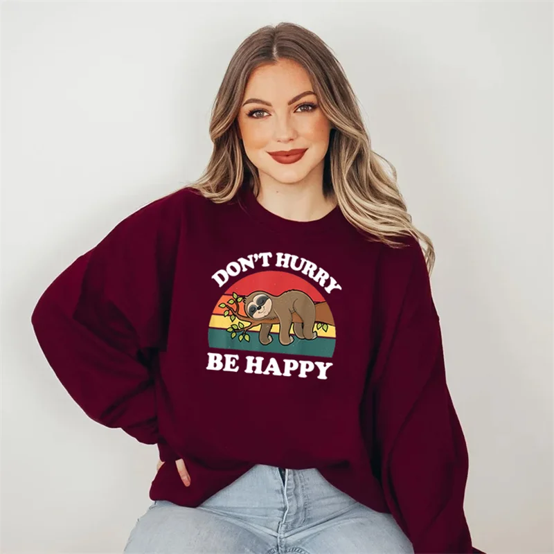 

Y2k Sloth Graphic Hoodie for Women Men Hoodie Fashion 90s Lovely Streetwear Unisex Sweatshirt Don't Hurry Be Happy Print Clothes