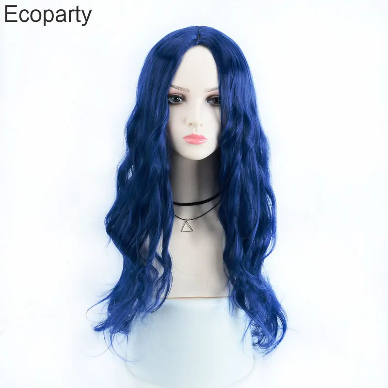 Женский парик для ролевых игр Cosplay голубой длинный кудрявый с разделением по