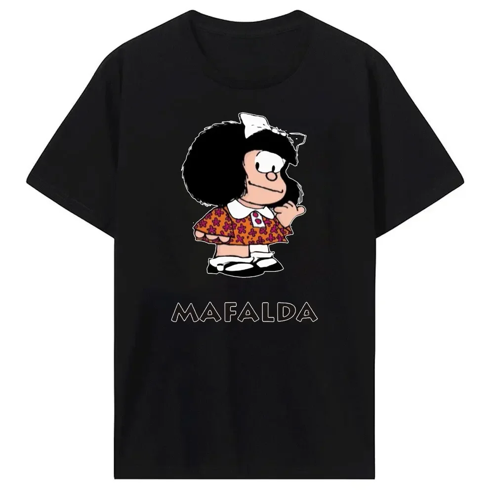 Забавные женские и мужские футболки с принтом Mafalda одежда из чистого хлопка