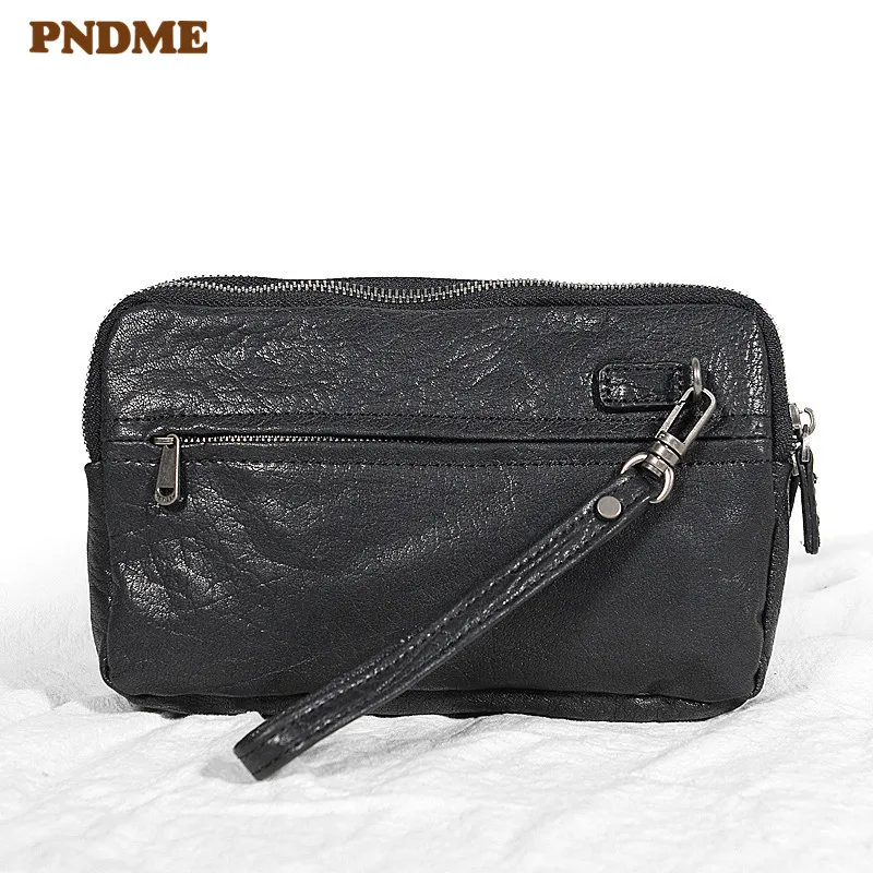 Simple vintage genuine leather men's clutch business casual multi-function natural real cowhide long multi-card phone wallet