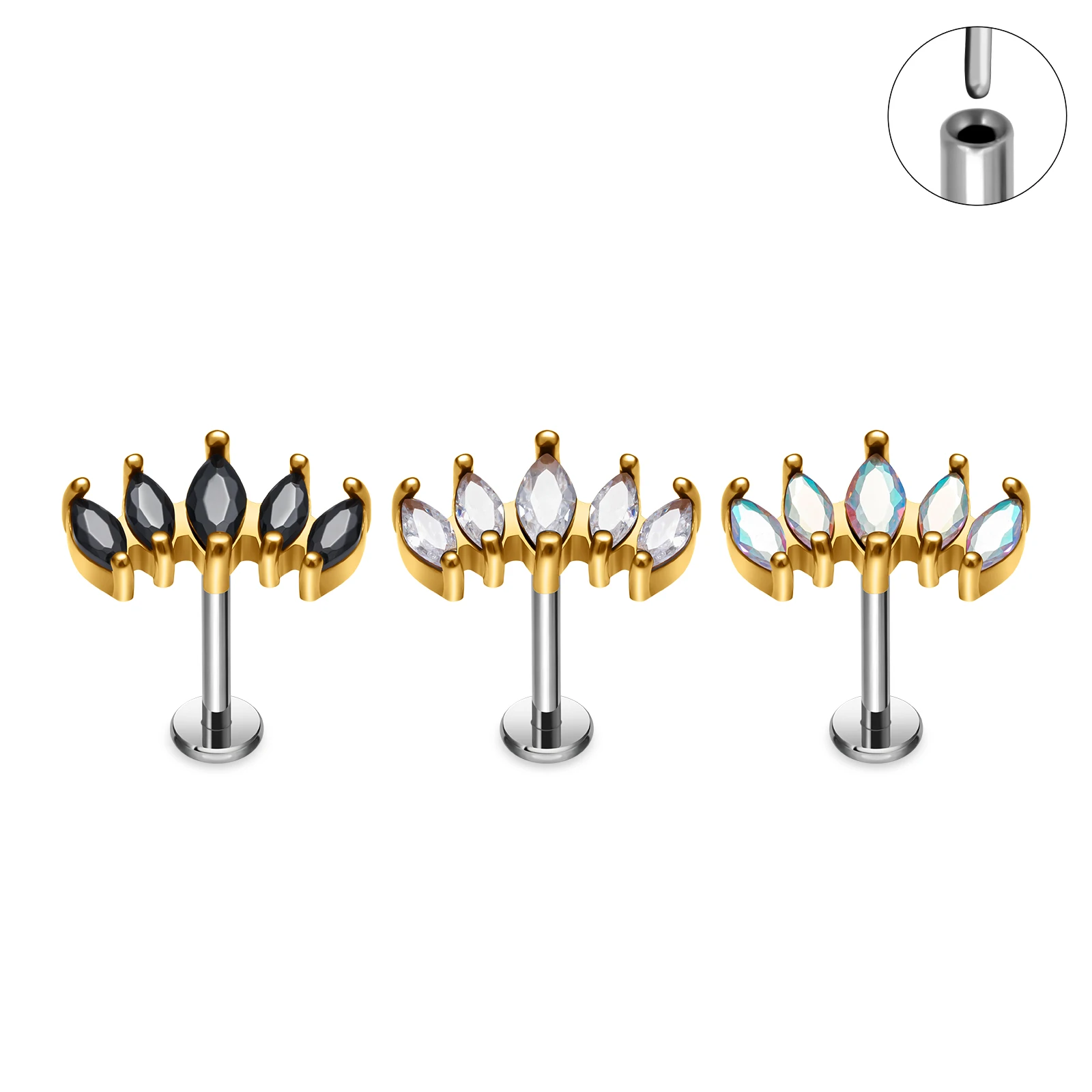 G23 Титановые серьги-гвоздики для женщин ASTM F136 Labret Lip Piercing Ювелирные изделия тела 16G