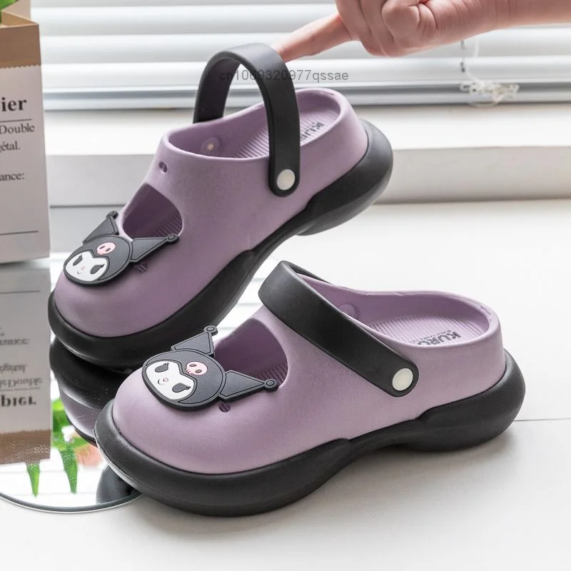 Сандалии Sanrio унисекс повседневные Нескользящие шлепанцы с толстой подошвой Kuromi