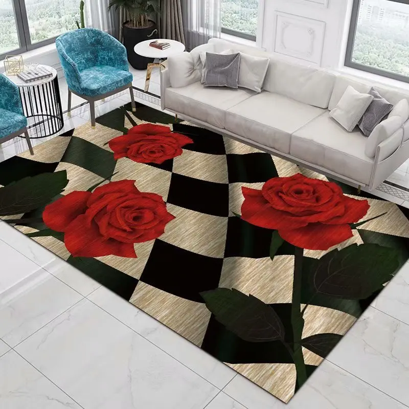 

Home Decor Entrance Door Mat Flower Pastoral 3D Printed Carpet Living Room Rugs Furry Mat Carpet In The Bedroom Children Carpet