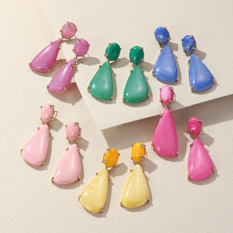 

Korean Colorful Geometric Drop Earrings For Women Acrylic Resin Triangle Dangle Earring Grils Exquisite Luxury Jewelry Gifts