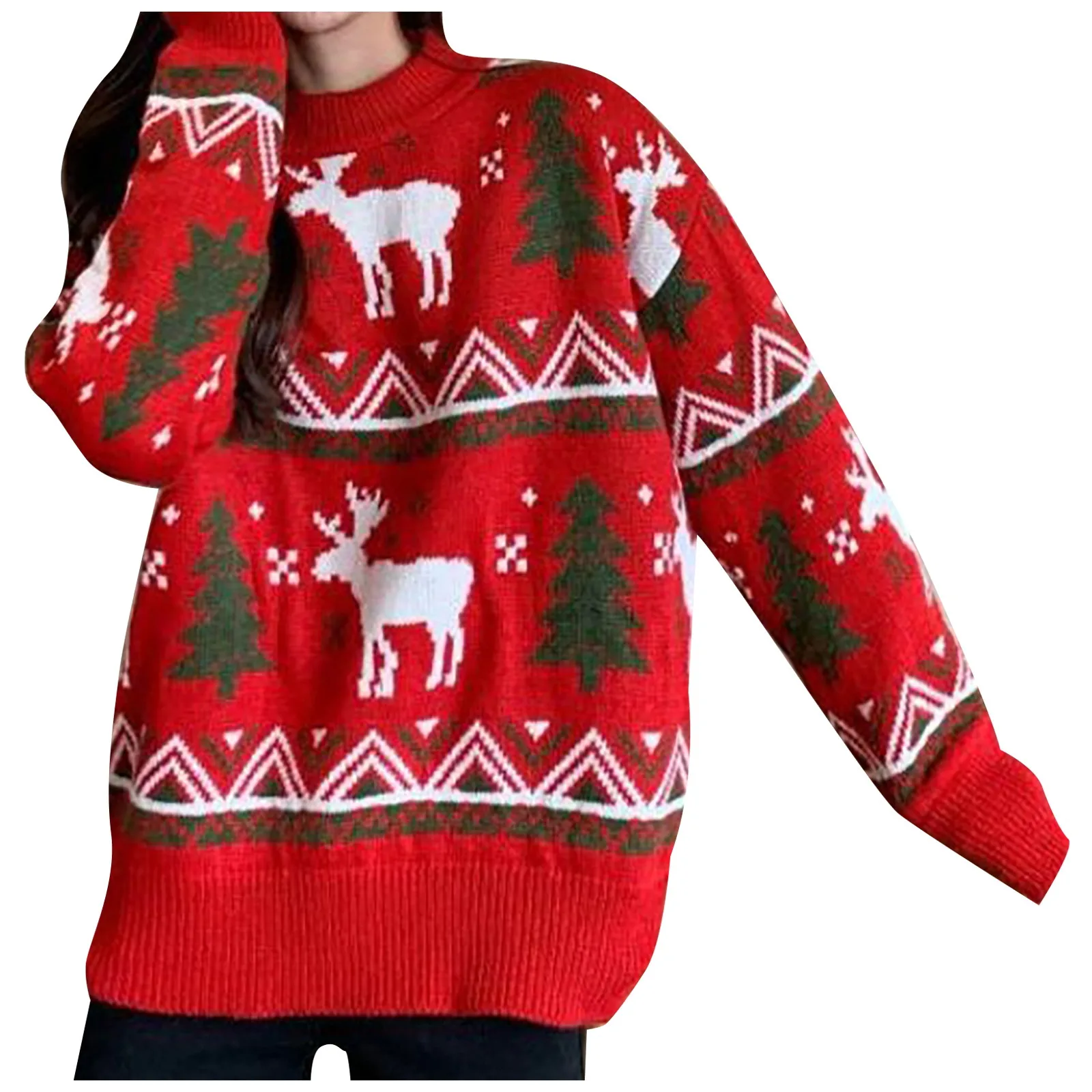 Осенне-зимние модные жаккардовые рождественские свитера женская одежда