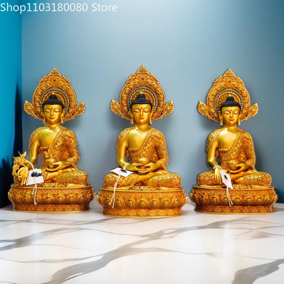 Медная позолота вырезающая медицинский Будда статуя Будды Шакьямуни Амитабхи