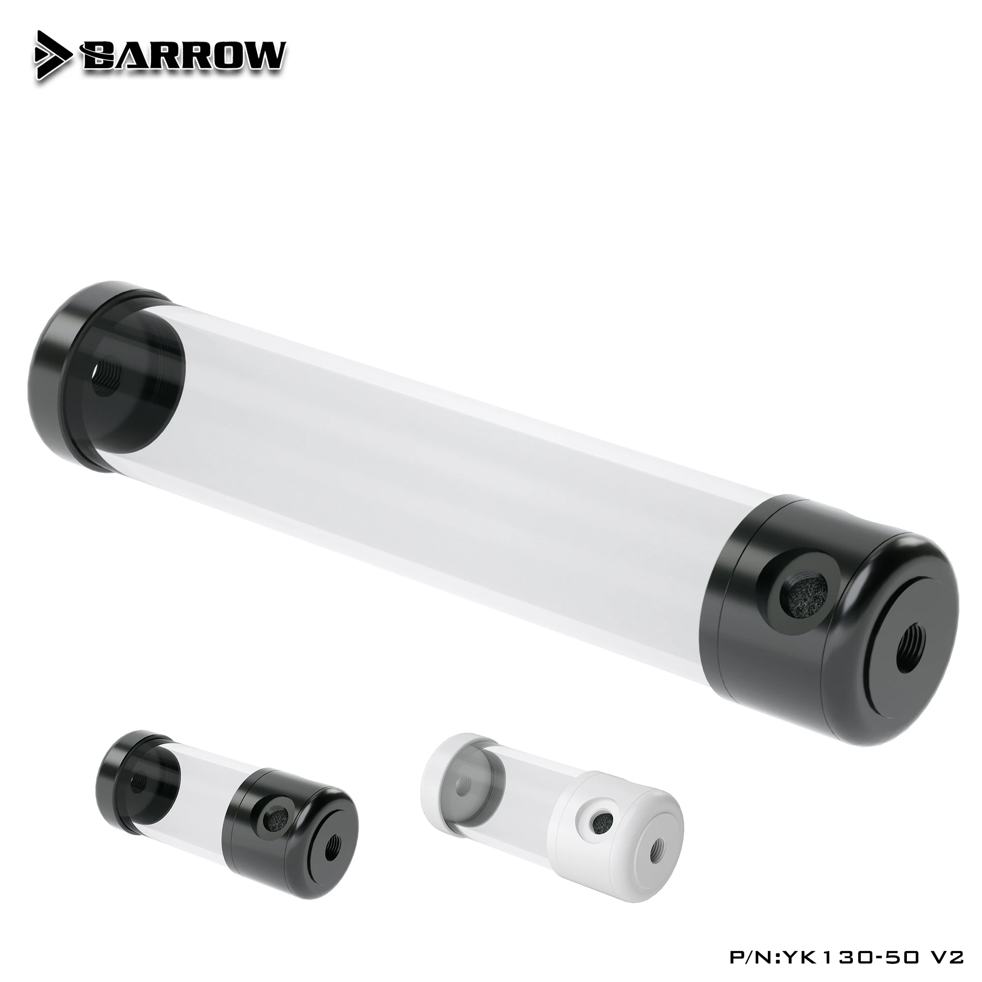 

BARROW Length (130-180-230-280mm) X 50mm Diameter Cylindrical Cylinder Hollow R Coolant Tank POM+PMMA Black Cover