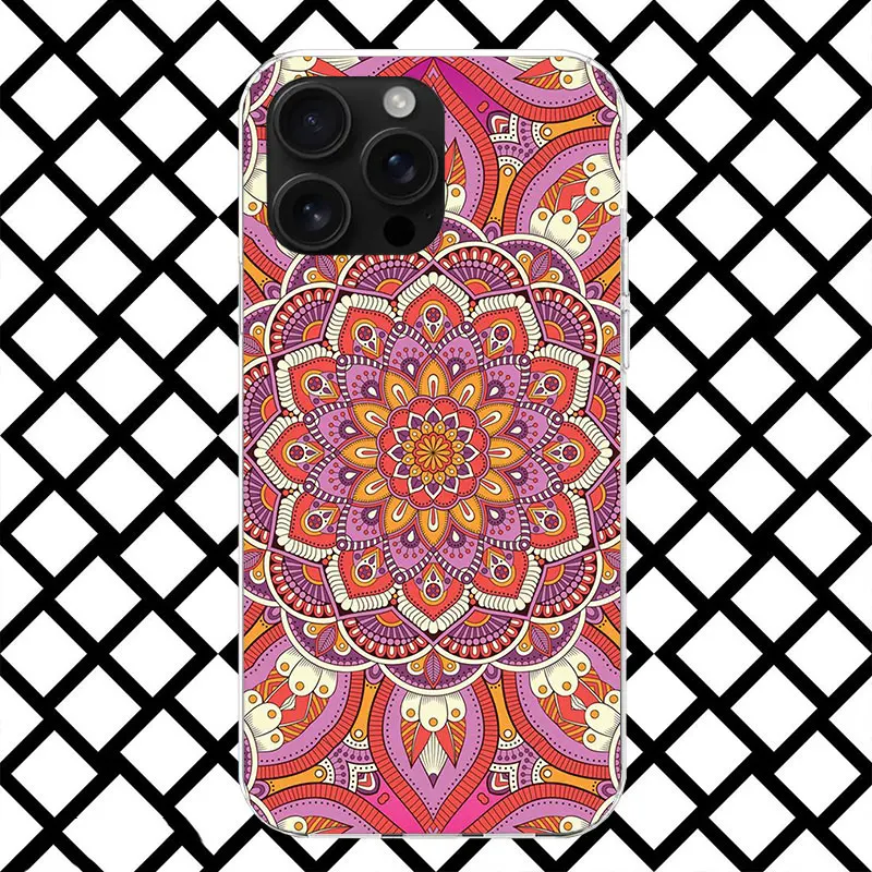 Чехол для телефона с индийским узором Мандала для iPhone 17 Air, 16, 16E, 15, 14 Plus, 13 Mini, 12, 11 Pro Max, 7, 8 + SE 2020, мягкий чехол-накладка Fundas 17 A (art.: 3920d9baab451) - 3920d9baab451