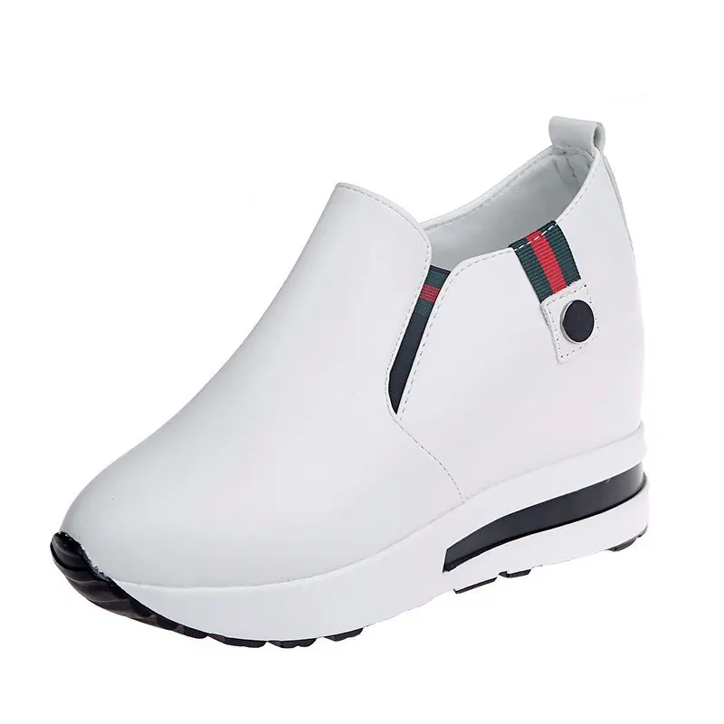 

2022 Hot Flock New High Heel Lady Casual Black Women Sneakers Leisure Platform Shoes Breathable Height Increasing Shoes