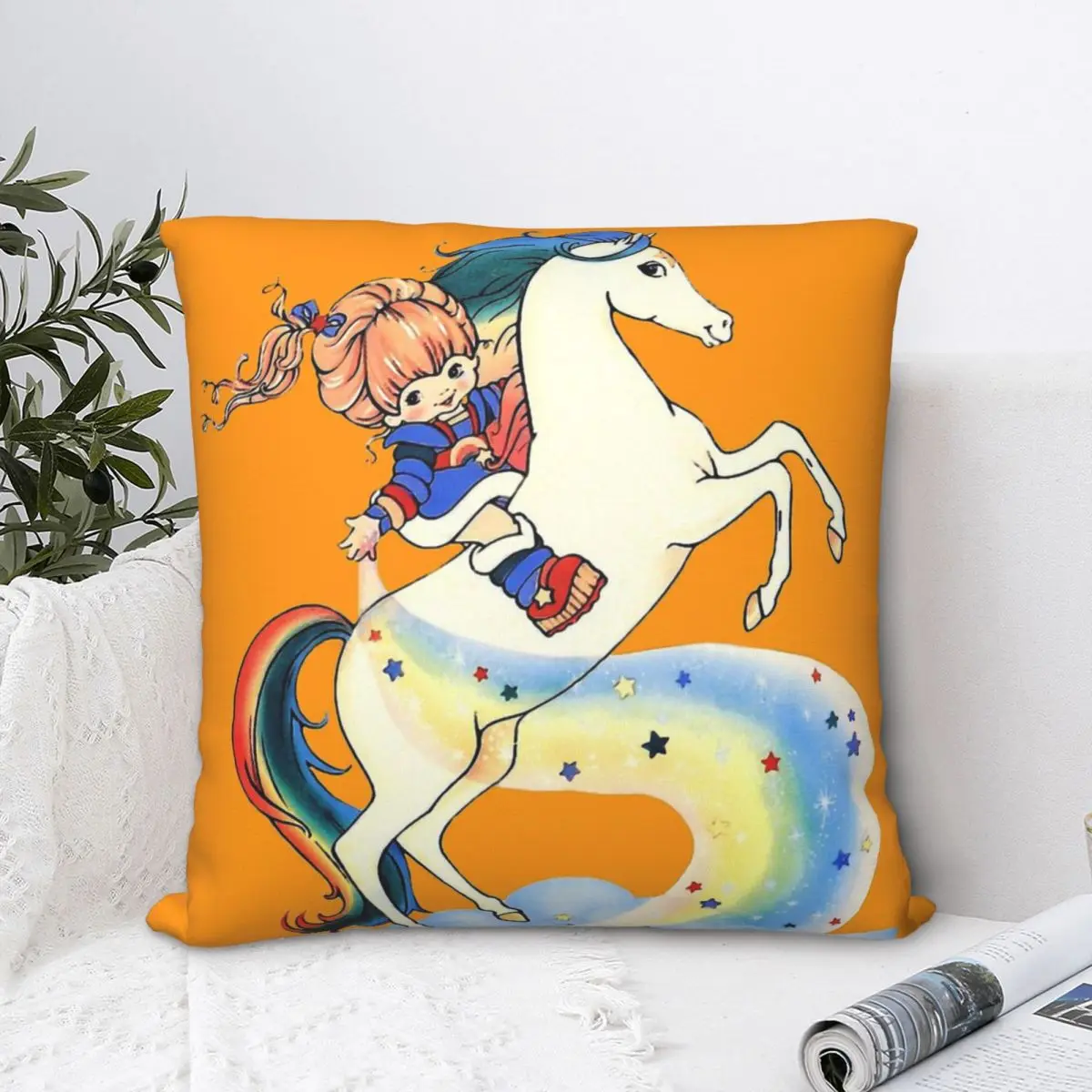 Винтажная декоративная многоразовая наволочка Blondine Rainbow Brite1 |