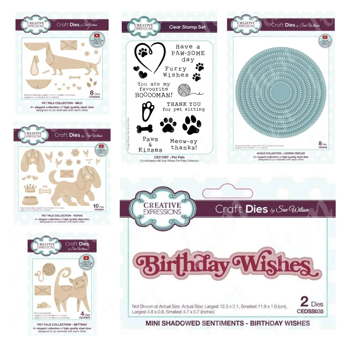

Sentiment Pet Pals Clear Stamps and Birthday Wishes Words Cutting Dies Stencils for DIY Scrapbooking Photo Album Decoration