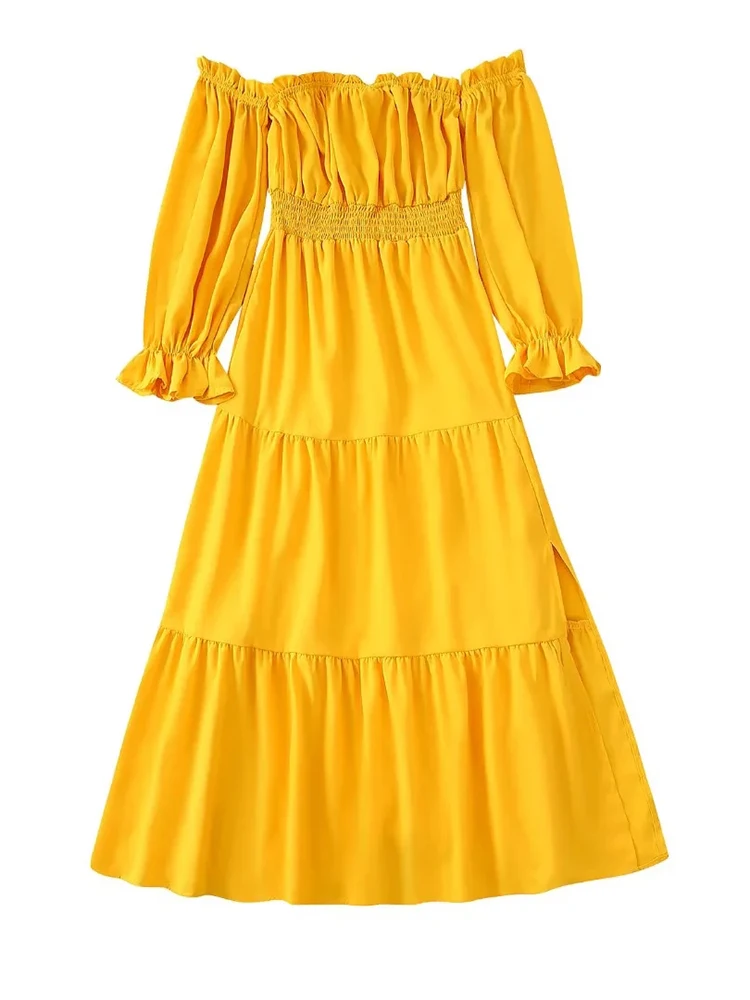 

Женское платье на одно плечо xikom, летнее модное сексуальное уличное платье с длинным рукавом, эластичным поясом и разрезом, топ-платье 2022