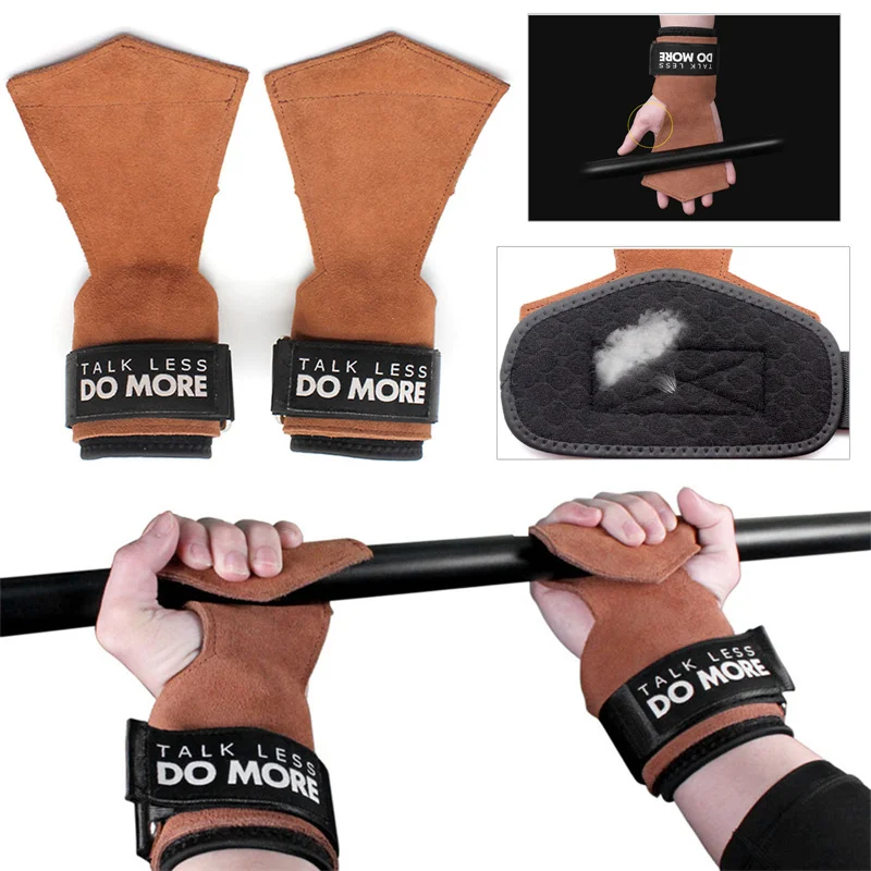 

Weight Lifting Gloves Cowhide Palm Guard Protector Wrist Support Bracer Hand Grips Fitness Non-slip Men Powerlifting Equipment