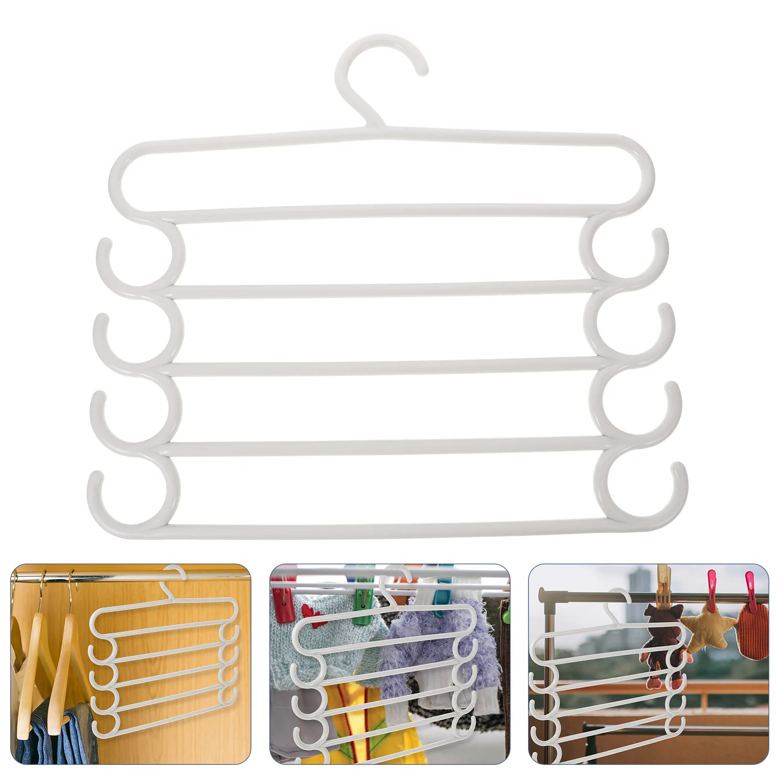 

5 Pcs Multi Layer Clothes Hanger Clothing Hangers Tie Hanging Racks Space Saving Home Pants Wrinkle-free Trousers Pp