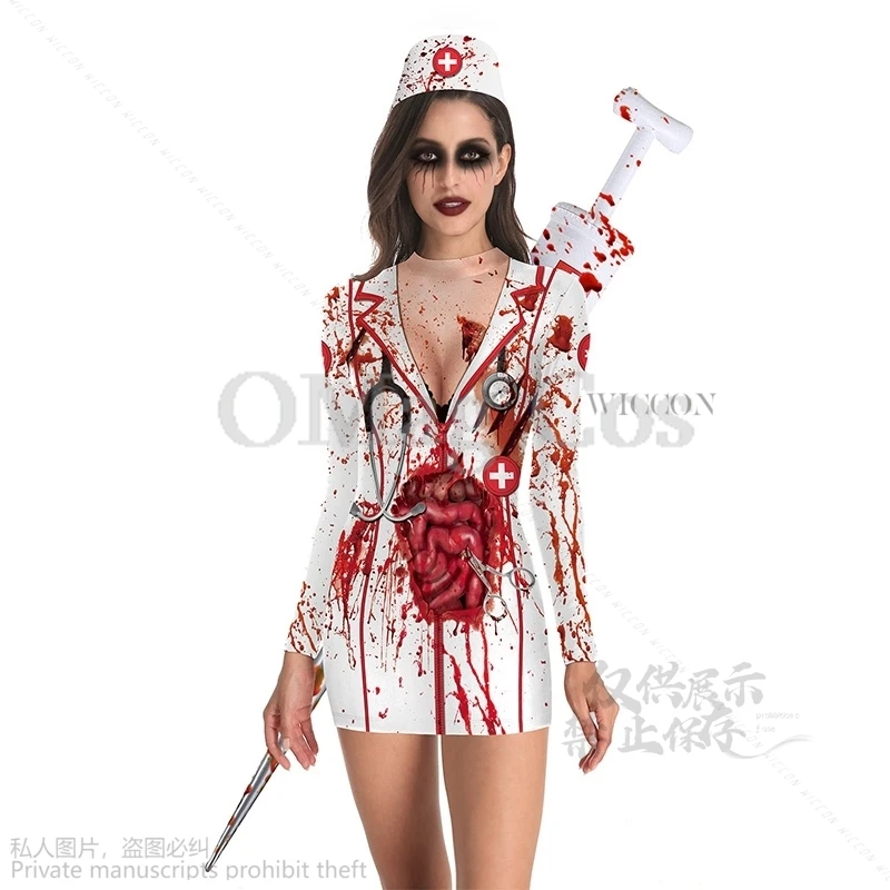 Костюм Медсестры Хэллоуин из страха и крови костюмы для косплея женское платье
