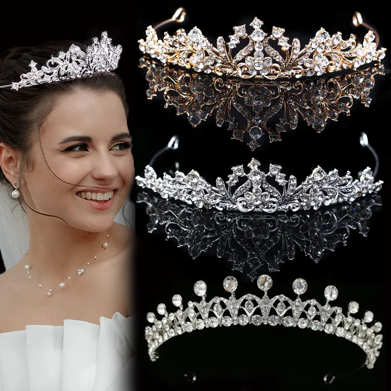 

Exquisite Crystal Crown Princess Alloy Zircon Hair Band Bridal Wedding Headwear Shiny Crowns Girl Fashion Party Jewelry Headwear