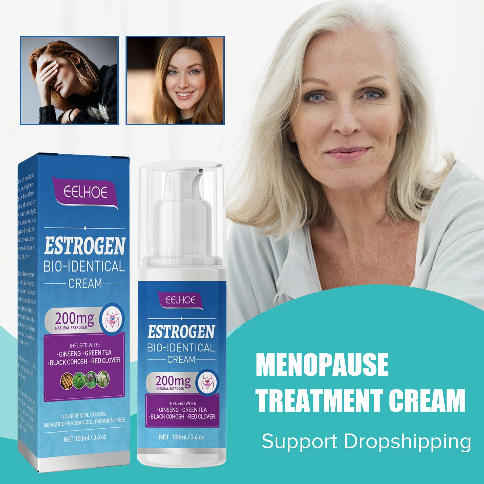 

Menopause Cream Treatment Hot Flashes Fatigue Relief Products Emotional Fluctuation Fight Stress Anti Anxiety Progesterone Cream