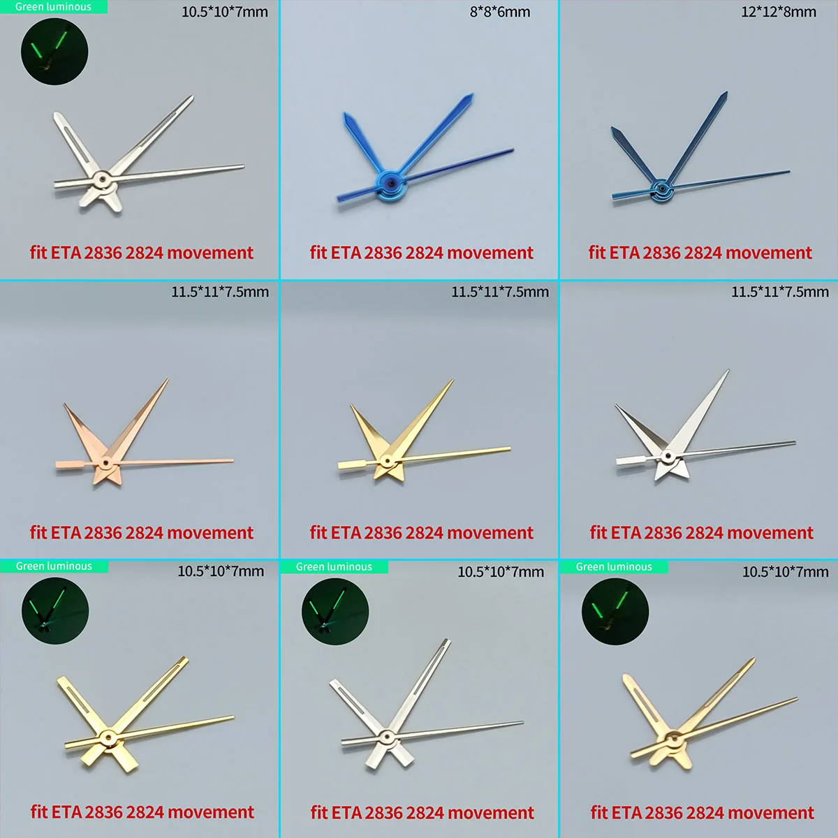 Подходит для женских часов ETA2836/2824 зеленые светящиеся стрелки аксессуары